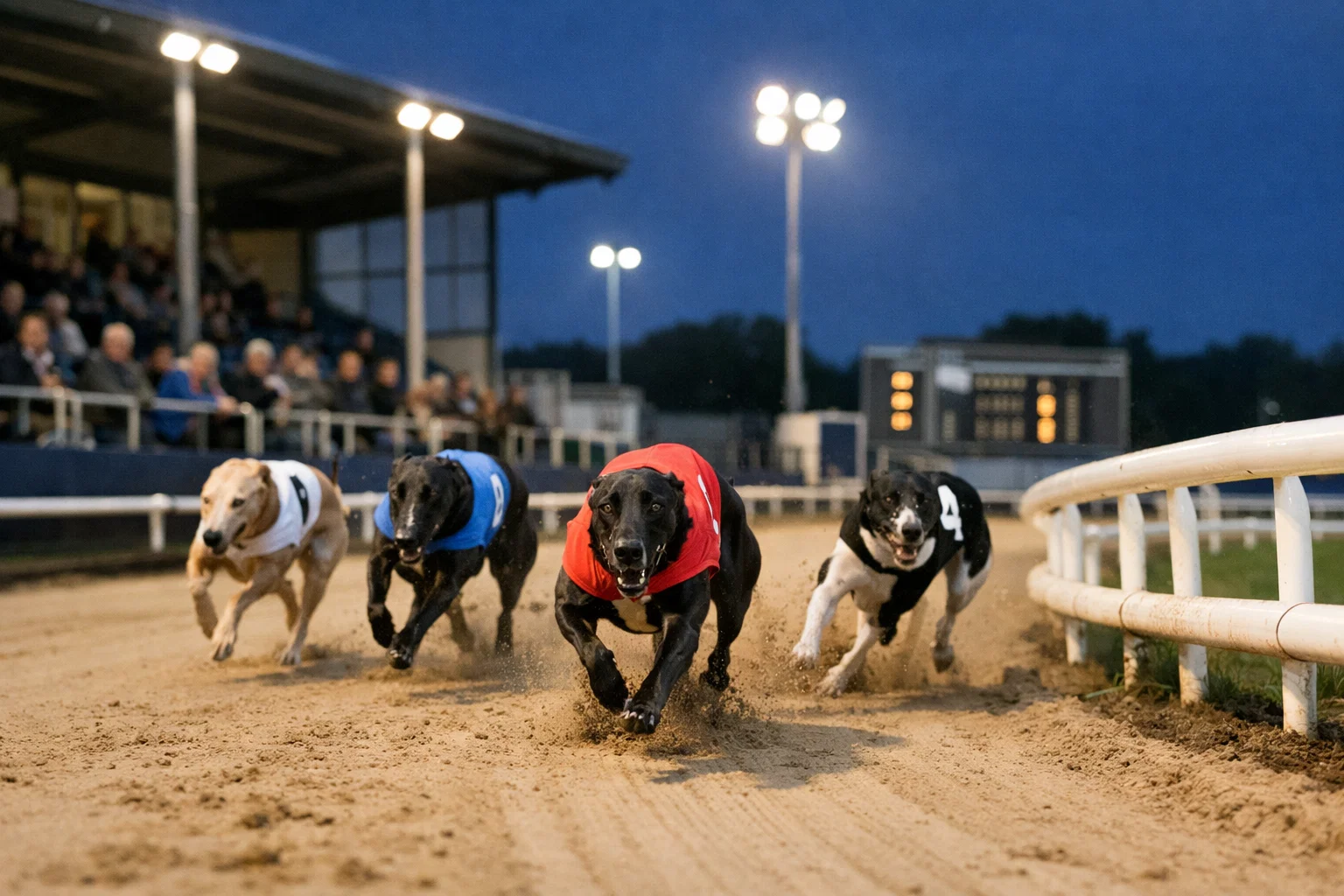 Midweek greyhound racing at Harlow Stadium on a Wednesday evening